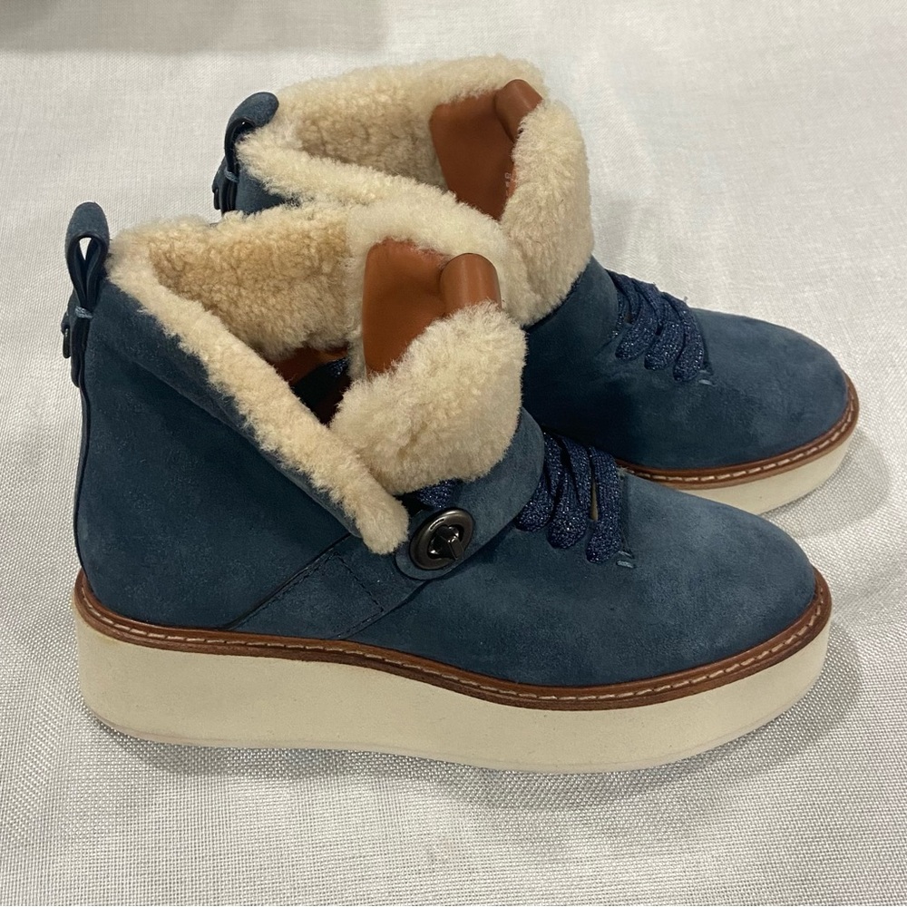 Coach Women G1354 Genuine Leather - Fur Lining Comfort Ankle Boots - Size US 5B - Picture 2 of 7